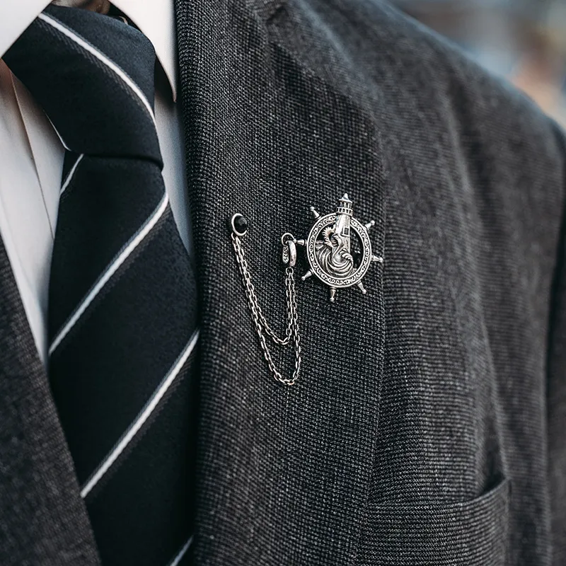 MYSH 925 Sterling Silver Brooches Men's-4