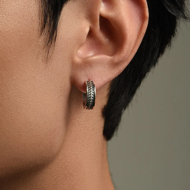 MYSH 925 Sterling Silver Earrings Men's-5
