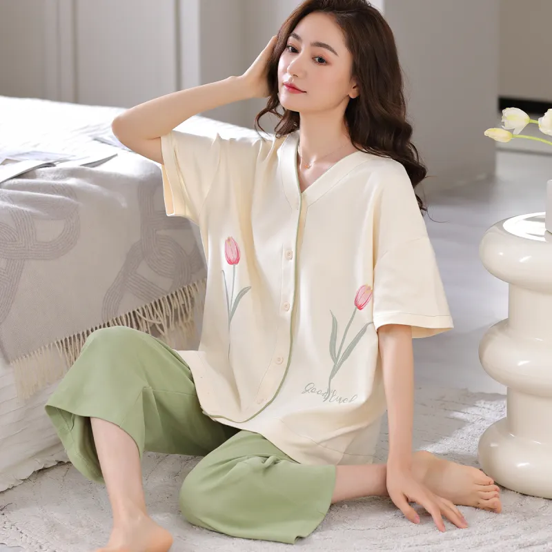 MIIOW Pajama Set Women's Beige Yellow-4