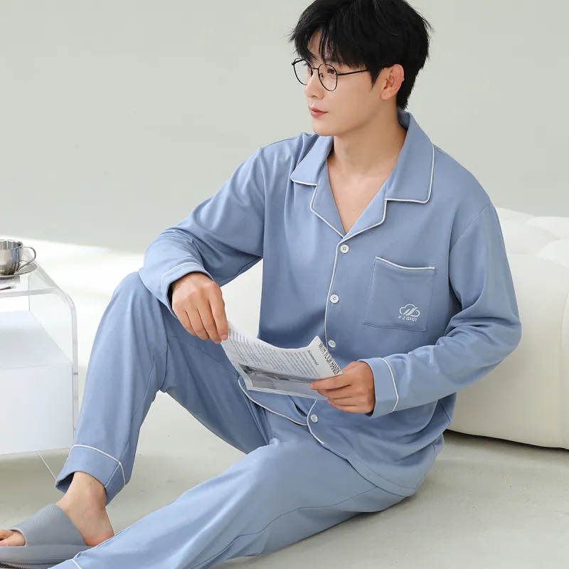 MIIOW Pajama Set Men's Propylene Blue-6