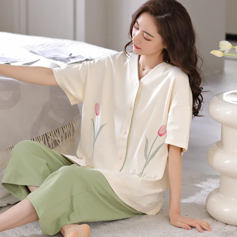MIIOW Pajama Set Women's Beige Yellow-5