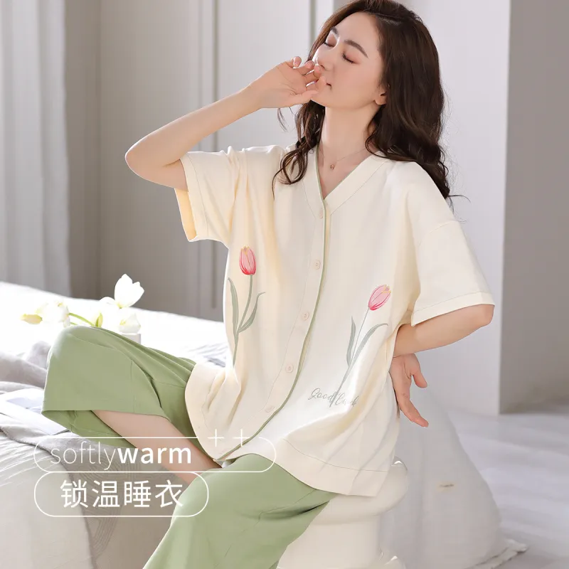 MIIOW Pajama Set Women's Beige Yellow-2