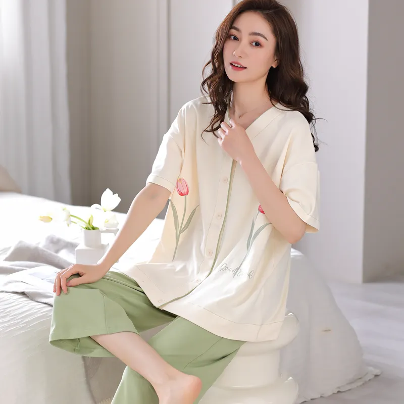 MIIOW Pajama Set Women's Beige Yellow-8