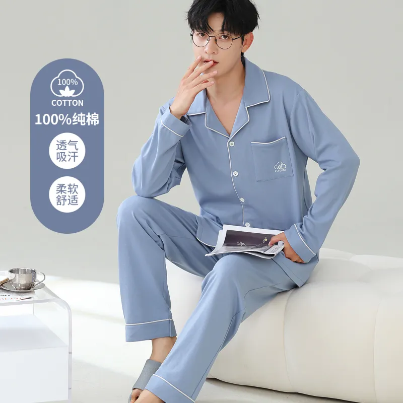 MIIOW Pajama Set Men's Propylene Blue-2