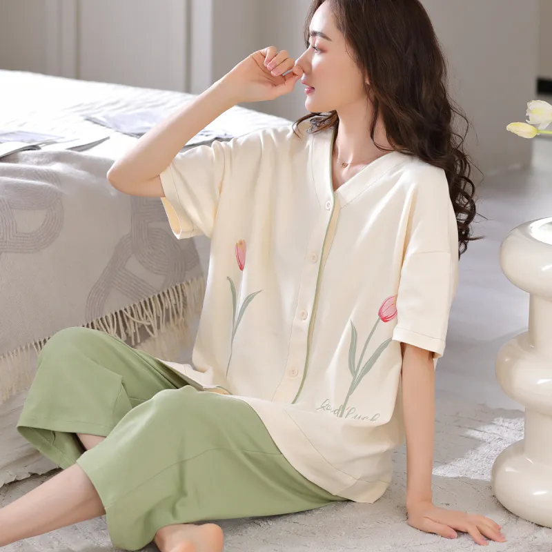 MIIOW Pajama Set Women's Beige Yellow-6