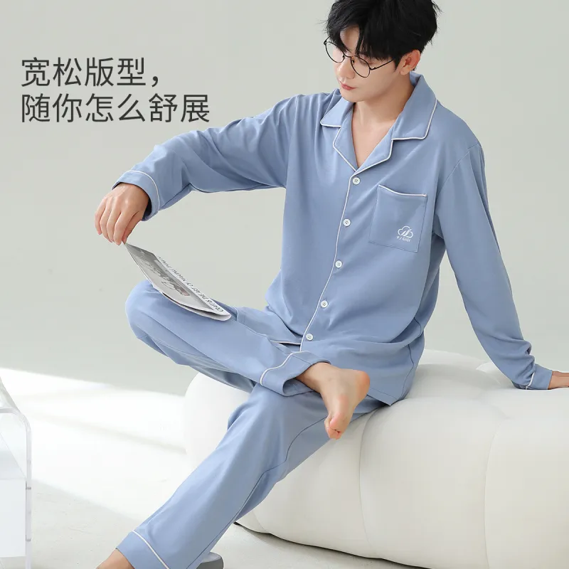 MIIOW Pajama Set Men's Propylene Blue-4