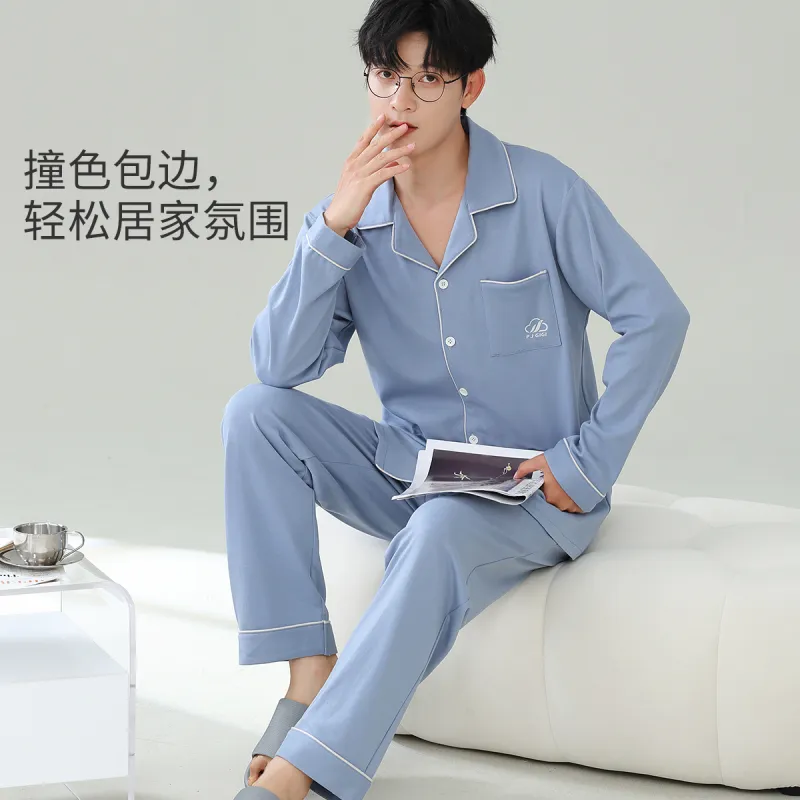 MIIOW Pajama Set Men's Propylene Blue-3