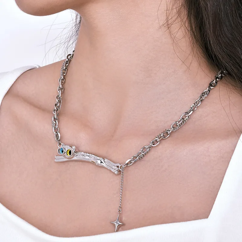 PEACE & CAT Titanium Steel Necklaces Unisex-2