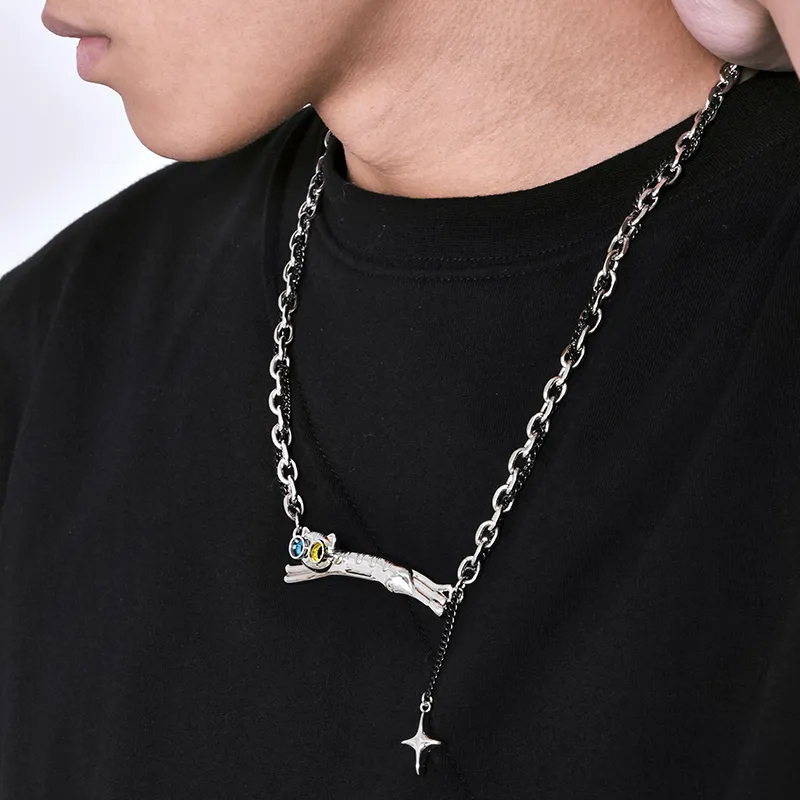 PEACE & CAT Titanium Steel Necklaces Unisex-4