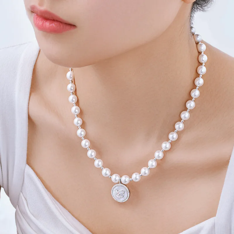 PEACE & CAT White Shell Necklaces Women's-2