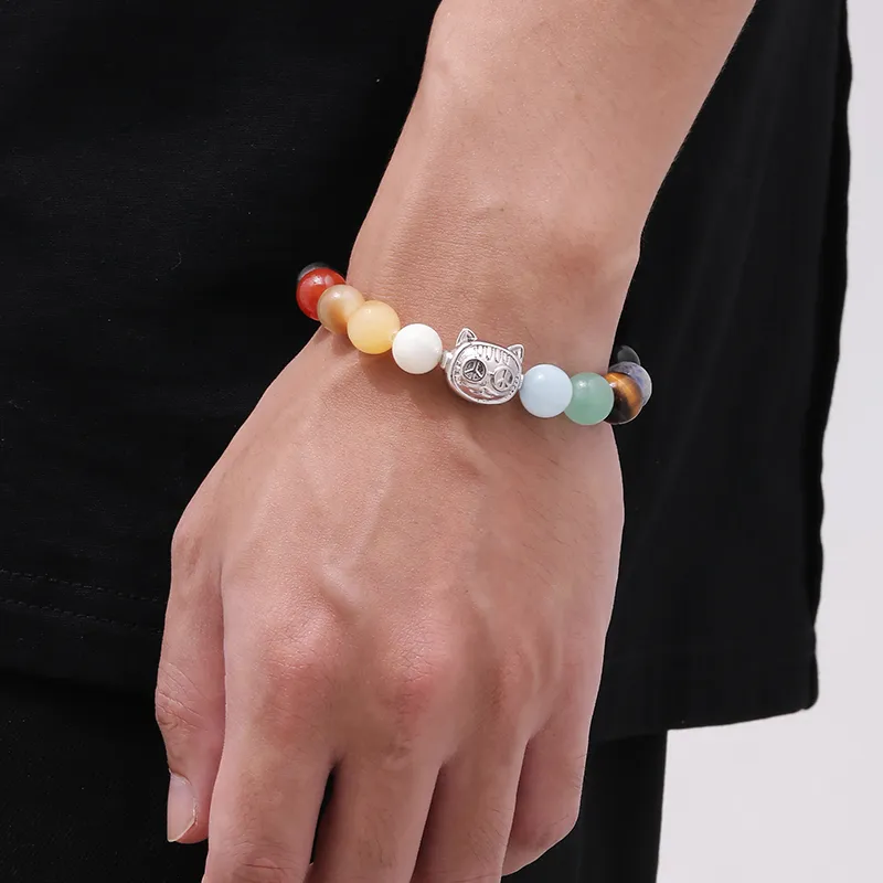 PEACE & CAT Glass Cat Eye Bracelets Unisex-3