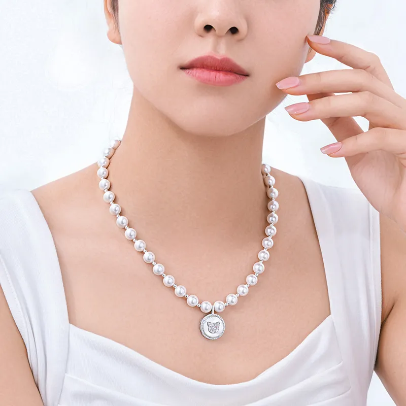 PEACE & CAT White Shell Necklaces Women's-4