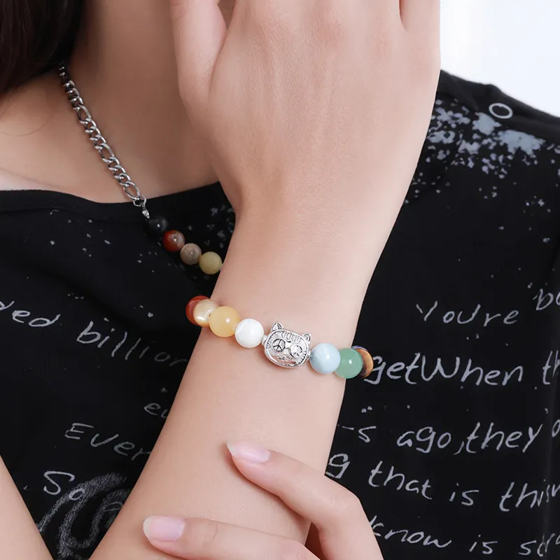 PEACE & CAT Glass Cat Eye Bracelets Unisex-5