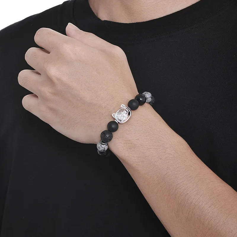 PEACE & CAT Obsidian Jade Bracelets Men's-3