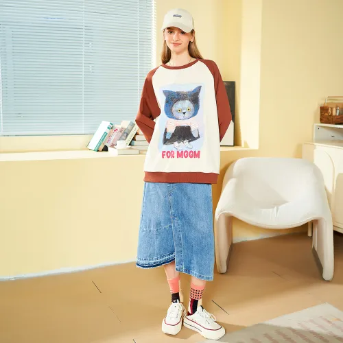 MUGUOGUOMU Spring Fall Sweatshirt Loose Fit Women's