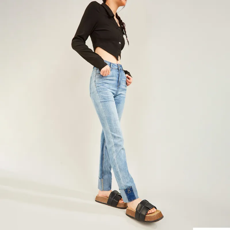 MUGUOGUOMU Jeans Women's Denim Blue-2