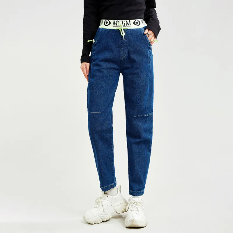 MUGUOGUOMU Jeans Women's Dark Denim Blue-1