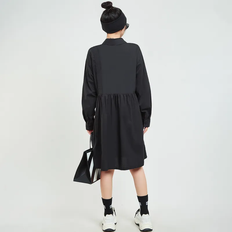 MUGUOGUOMU Long Sleeved Dress Women's Black-1