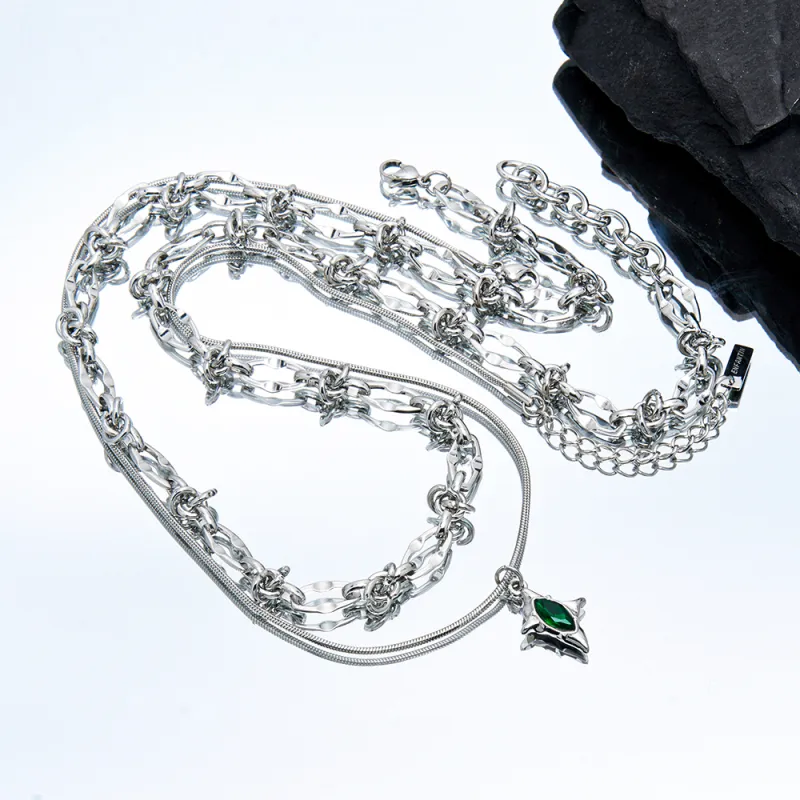 ENFANTIN Titanium Steel, Glass Necklaces Unisex-4