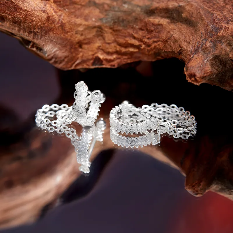 ENFANTIN S925 Sterling Silver Stud Zircon Copper Earrings Unisex-2