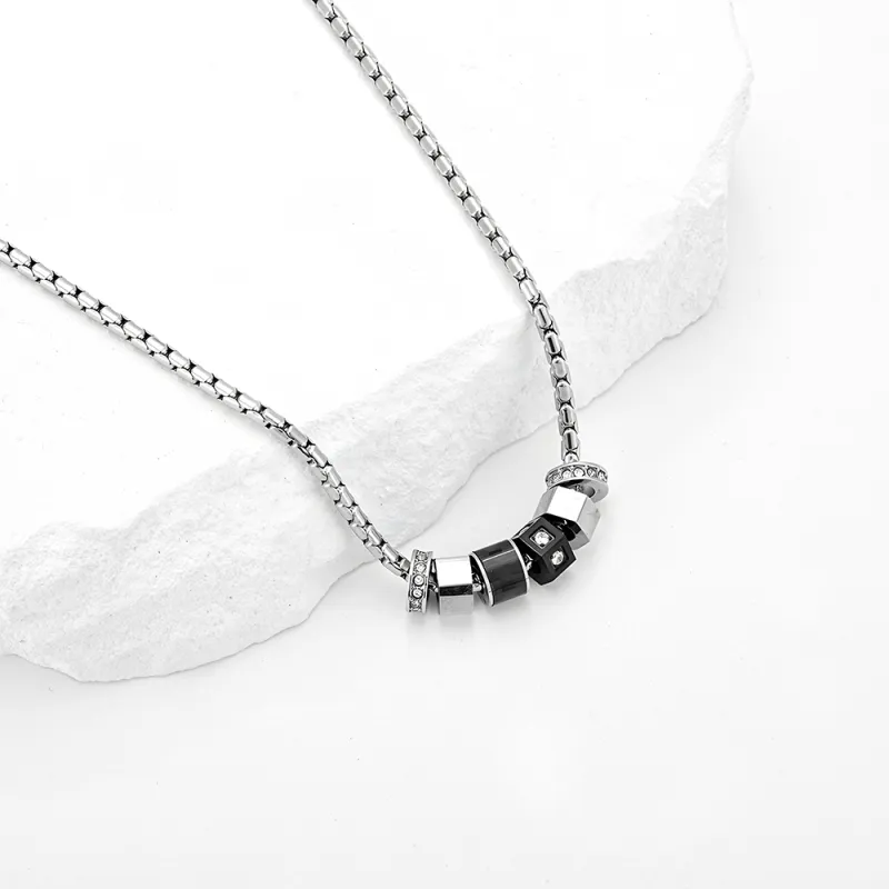 ENFANTIN Titanium Steel, Glass, Glue Drip, Zircon Necklaces Unisex-1