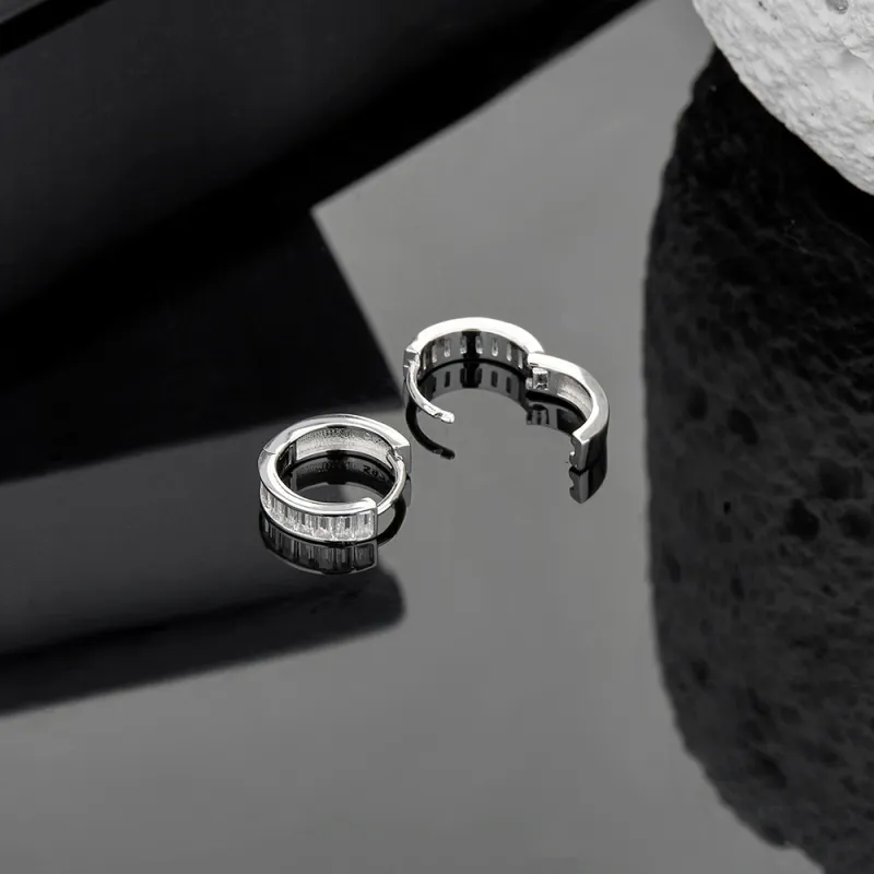 ENFANTIN 925 Sterling Silver Zircon Earrings Unisex-6
