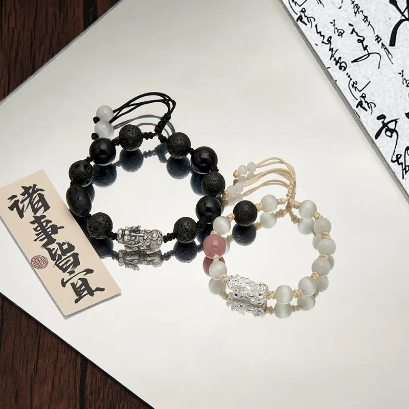 ENFANTIN Glass Cat Eye Jade Bracelets Unisex-1