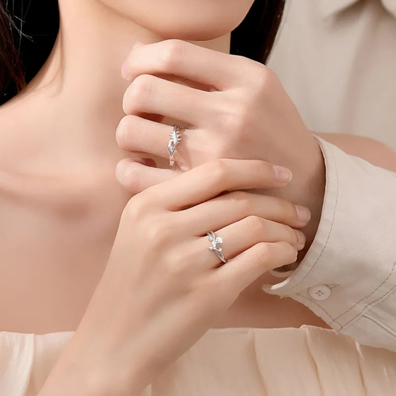 ENFANTIN S925 Silver, White Shell, Synthetic Cubic Zirconia Rings Unisex-4