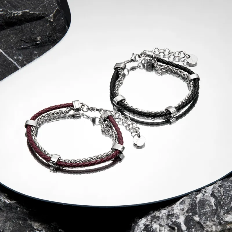 ENFANTIN Leather Titanium Bracelets Unisex-11