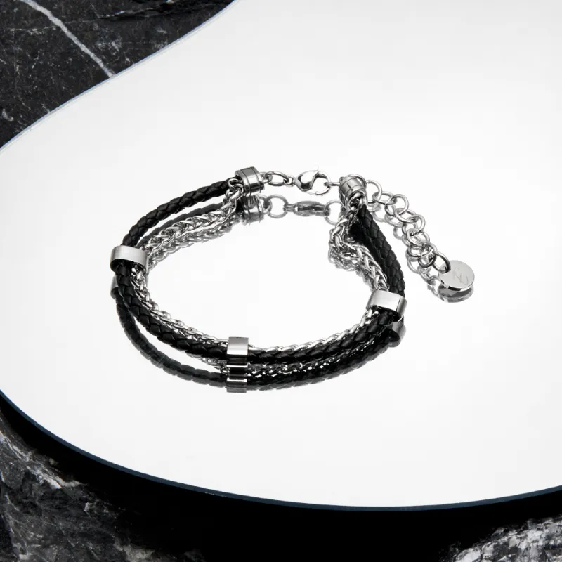 ENFANTIN Leather Titanium Bracelets Unisex-3