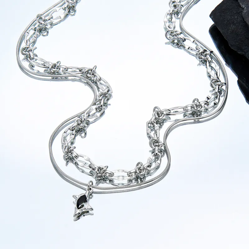 ENFANTIN Titanium Steel, Glass Necklaces Unisex-6