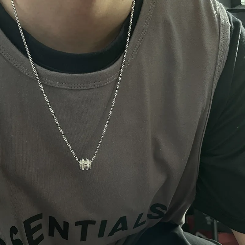 ENFANTIN Titanium Steel Zircon Necklaces Unisex-3