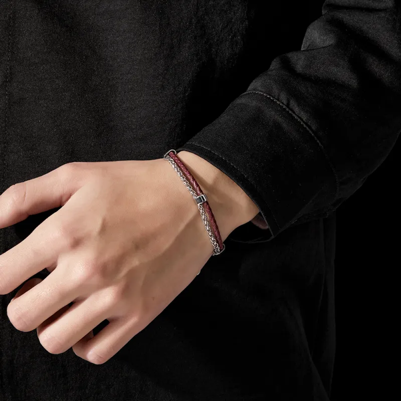 ENFANTIN Leather Titanium Bracelets Unisex-6