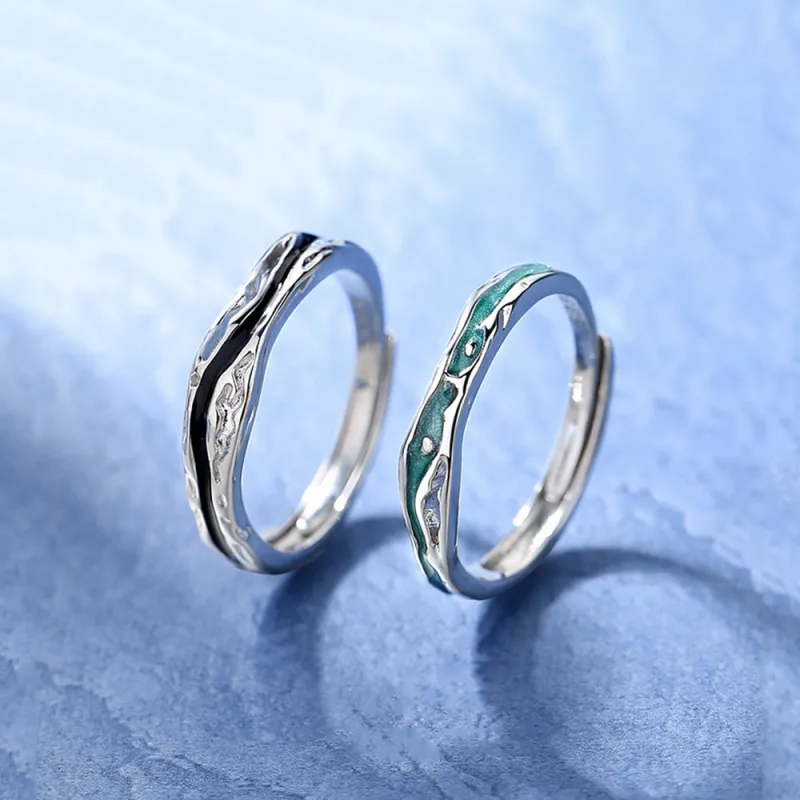 ENFANTIN S999 Fine Silver Glue Drip Rings Unisex-5