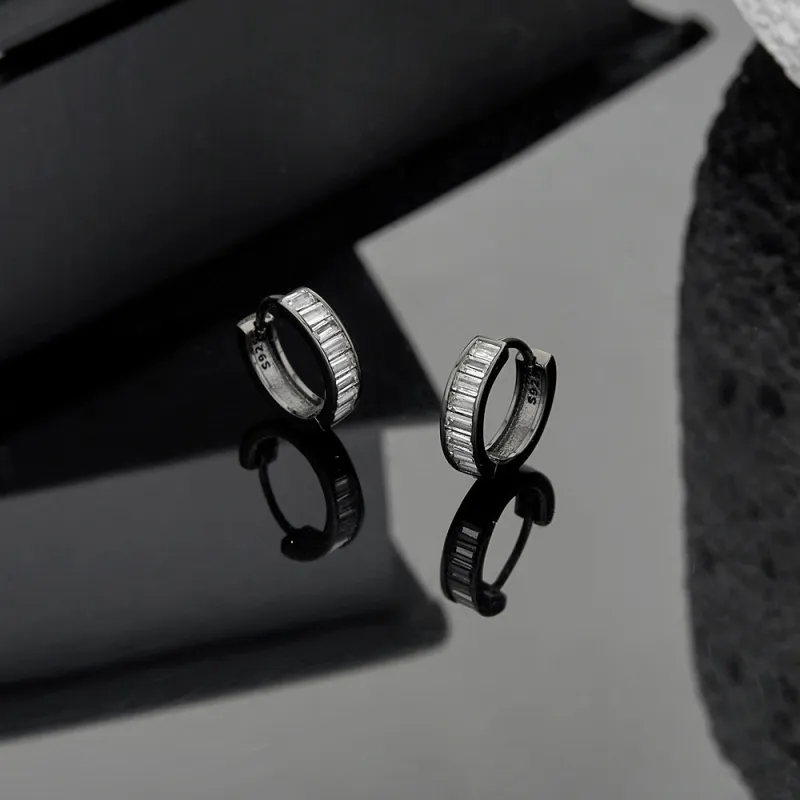 ENFANTIN 925 Sterling Silver Zircon Earrings Unisex-11