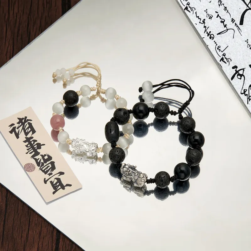 ENFANTIN Glass Cat Eye Jade Bracelets Unisex-2