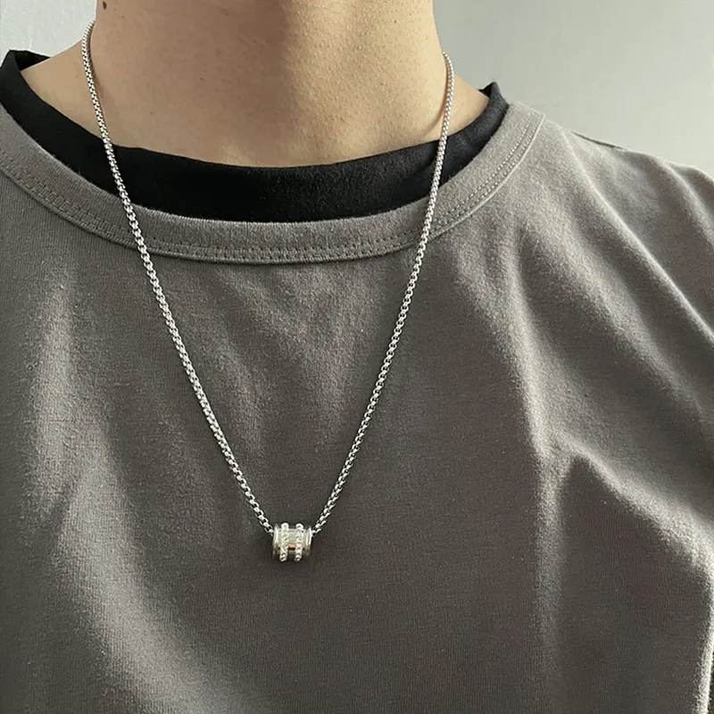 ENFANTIN Titanium Steel Zircon Necklaces Unisex-4
