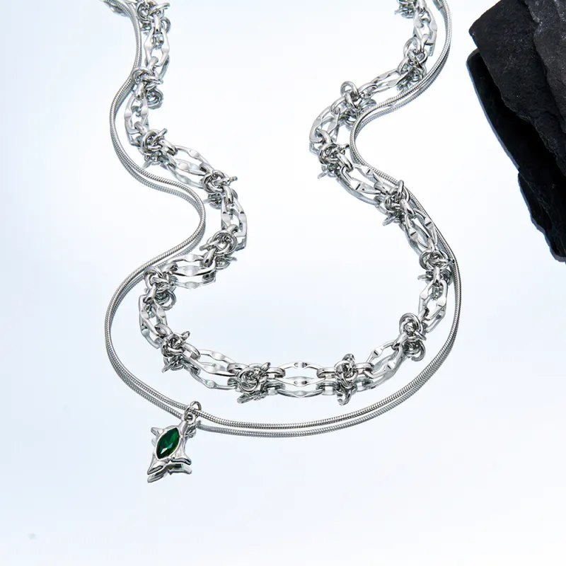 ENFANTIN Titanium Steel, Glass Necklaces Unisex-3