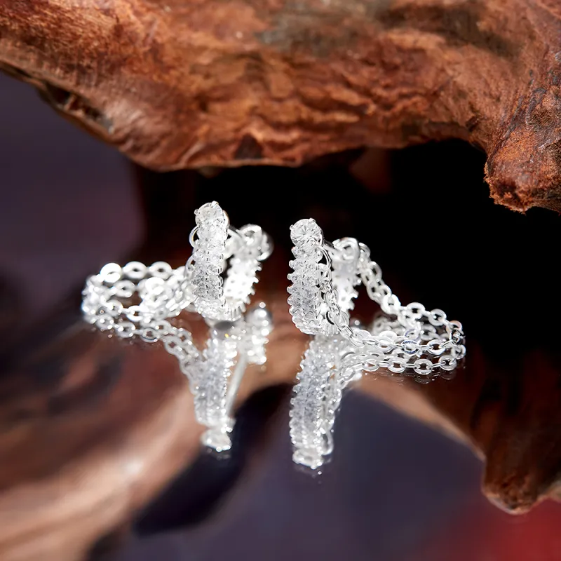 ENFANTIN S925 Sterling Silver Stud Zircon Copper Earrings Unisex-1