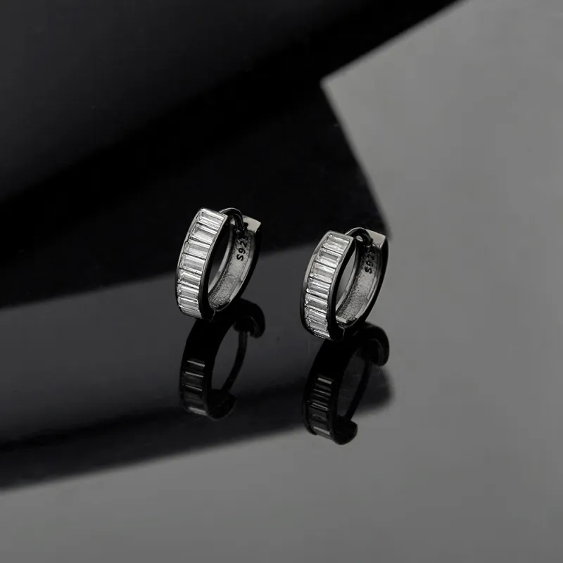 ENFANTIN 925 Sterling Silver Zircon Earrings Unisex-3