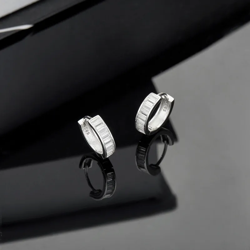 ENFANTIN 925 Sterling Silver Zircon Earrings Unisex-5