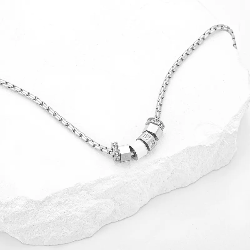 ENFANTIN Titanium Steel, Glass, Glue Drip, Zircon Necklaces Unisex-10