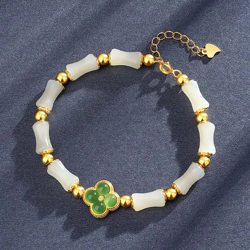 IS YOU Hetian Jade Bracelets Pale Greenish White Jade Women's-3