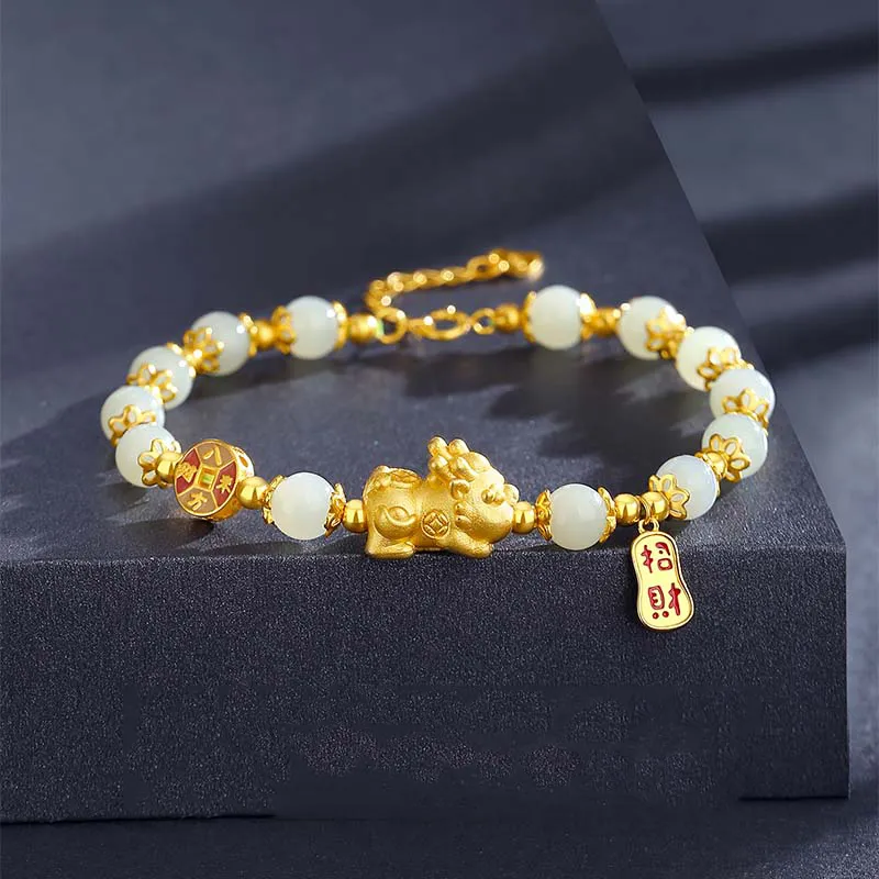IS YOU Hetian Jade Bracelet Pale Greenish White Jade Women's-1