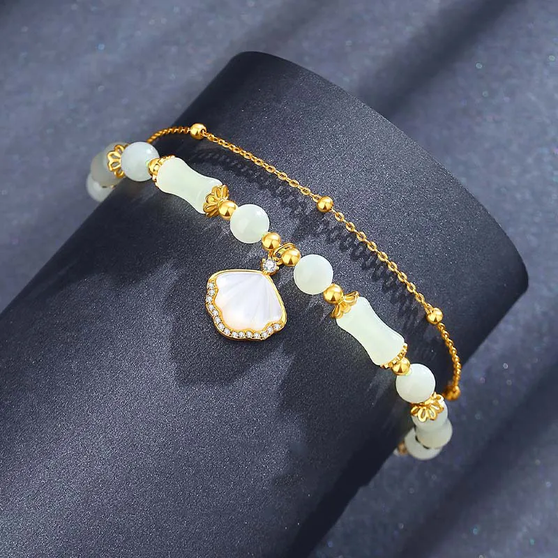 IS YOU Bracelets Pale Greenish White Jade Women's-2