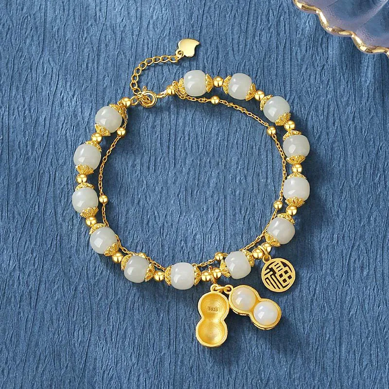 IS YOU Hetian Jade Bracelets Pale Greenish White Jade Women's-3