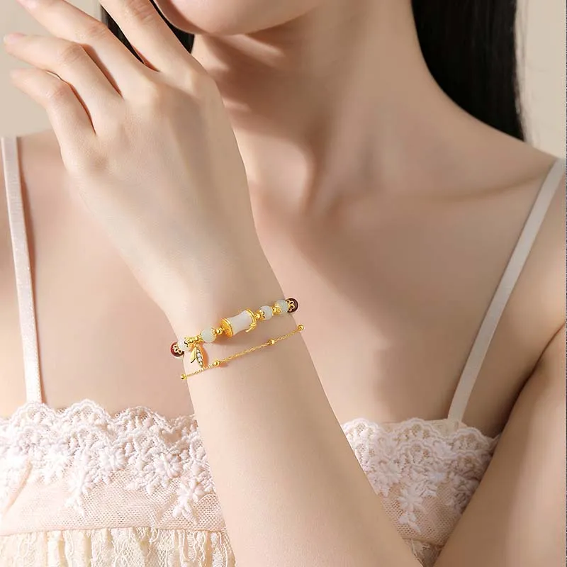 IS YOU Hetian Jade Bracelets Pale Greenish White Jade Women's-4