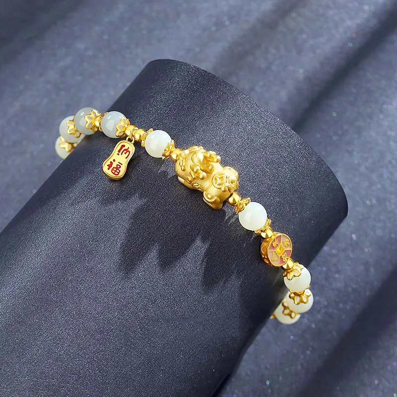 IS YOU Hetian Jade Bracelet Pale Greenish White Jade Women's-2