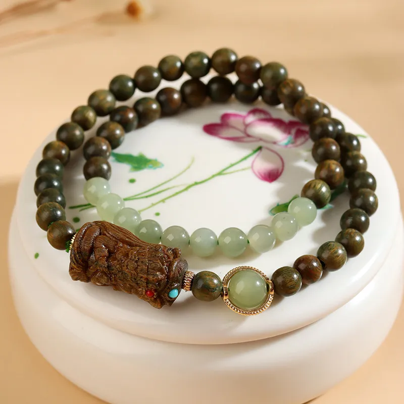 Wanshu Green Sandalwood Bracelets Unisex-4