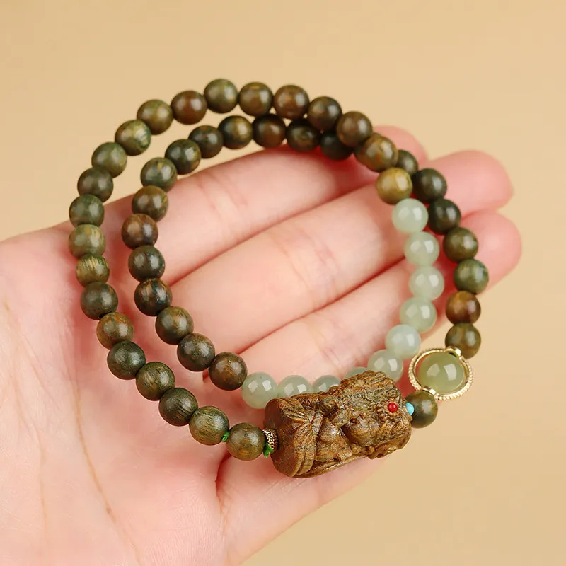 Wanshu Green Sandalwood Bracelets Unisex-7